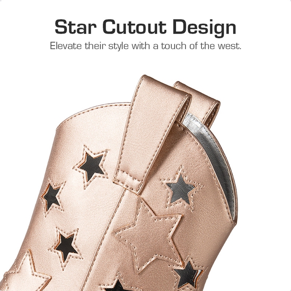 Girls' Stylish Western Cowgirl Boots - ROSE GOLD - 1